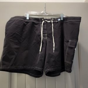 EUC plus size boardshorts, black with velcro closure and tie waist